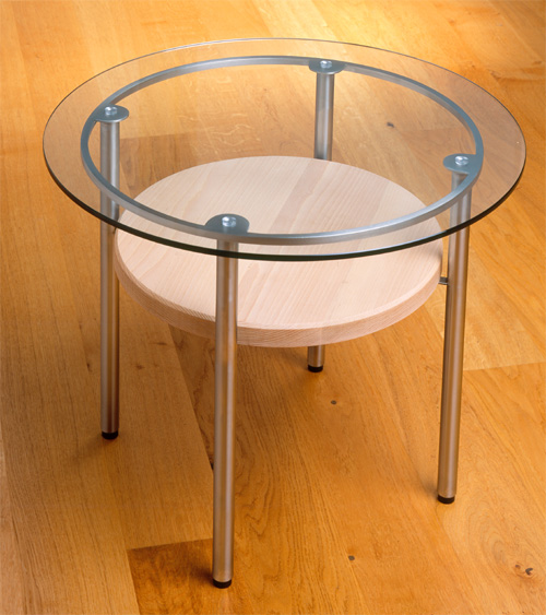 Argentia: circular brushed steel coffee table, PMF Designs