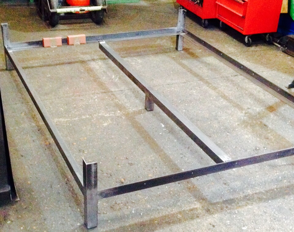 Kingsize bespoke bed commissioned by private client. Mild steel, unfinished